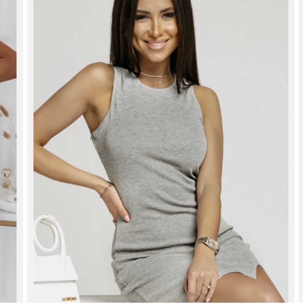 Leith Heather Grey Ruched BodyCon Sleeveless Dress Size XS - Picture 3 of 7